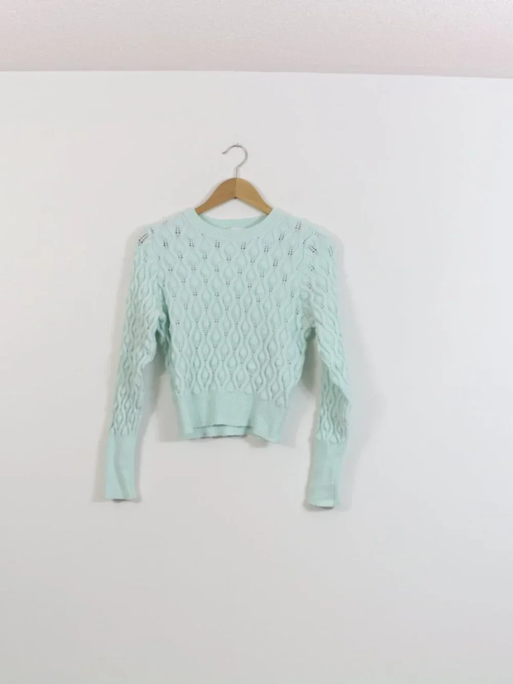 *Zara Blue Cable Knit Crew Neck Sweater - Picture 2 of 5
